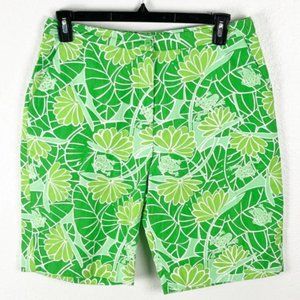 Green Frogs On Lilly Pads Bermuda Shorts, Size 12